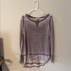 Free People Long Sleeve Waffle Shirt